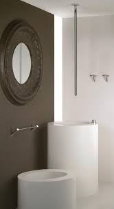 Ceiling Mount Contemporary Ovale Lav Faucet From Gessi Round Mirror Bathroom Modern Bathroom Bathroom Mirror