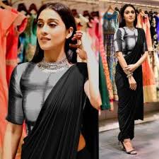Maybe you would like to learn more about one of these? Buy Stylish Plain Black Saree From Online And Get Ready To Strut Like A Chic Exclusively Available At Indiarush Unfol Stylish Sarees Dhoti Saree Saree Dress