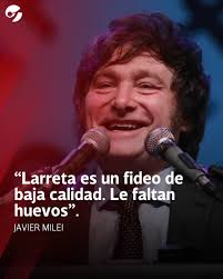 JAVIER MILEI LLAMÓ “FIDEO DE BAJA CALIDAD” A HORACIO RODRÍGUEZ LARRETA: “LE  FALTAN HUEVOS” El diputado libertario Javier Milei (@javiermilei) se  refirió este domingo al caos ocurrido durante el sábado en la