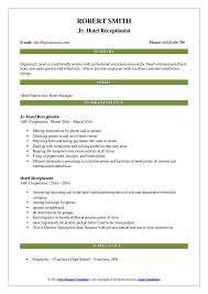 Hotel / hospital front desk receptionist resume sample. Hotel Receptionist Resume Samples Qwikresume