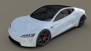 3d Model Tesla Roadster 2020 White With Interior And