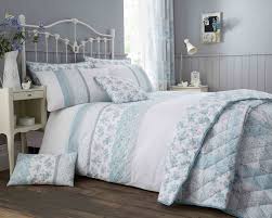Garden Floral Duck Egg Blue Print Luxury Duvet Sets Matching Bedroom Accessories Ebay