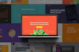 Laptop Pro Showcase Mockup Brochure Design Template Presentation Mockup