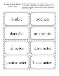 Enter the front and back text for each card. Poetry Foot And Line Flash Cards