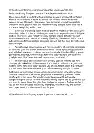 Maybe you would like to learn more about one of these? Calameo Reflective Essay Samples Medical Care Experience Elaboration
