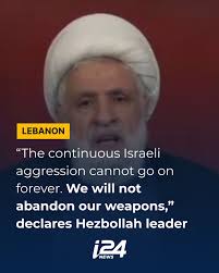 Hezbollah leader Naim Qassem: “The continuous Israeli aggression cannot go 