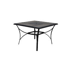 Garden Treasures Skytop 42 In W X 42 In L 4 Seat Square Black Steel Patio Dining Table Lowes Com Outdoor Dining Table Steel Dining Table Outdoor Dining