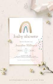 Rainbow Baby Shower Invitation Printable Gender Neutral Etsy Rainbow Baby Shower Invitations Printable Baby Shower Invitations Rainbow Baby Shower