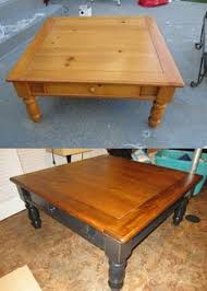 Coffee table and end table, refinished with gray stain on top, painted white legs. 26 Diy Broyhill Furniture Ideas Broyhill Furniture Furniture Redo Furniture