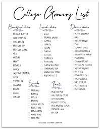 Basic College Grocery List The Must Haves On A Budget Free Printables College Grocery Healthy College Grocery List College Grocery List