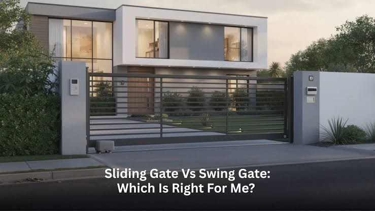 Sliding automatic gate layout on a modern residential property, AI-genererad