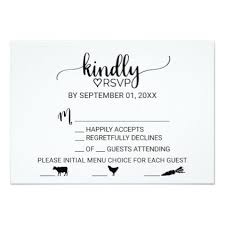Simple Black Calligraphy Meal Choice Rsvp Card Zazzle Com Rsvp Wedding Cards Wording Rsvp Card Wedding Invitation Kits