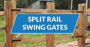 A split rail fence gets its name from the action of the splitting of timber logs to create the long usable rails. Split Rail Swing Gates