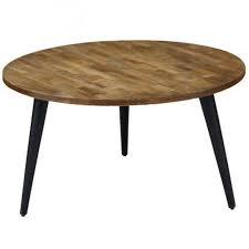 Verre poli, impression marbre • matière pieds : Table Low Round Teck And Metal 80 Cm Wood Kosyform