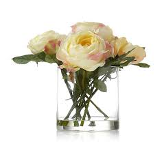 Explore 148 listings for glass flowers in a vase at best prices. Peony Yellow Rose Faux Flowers In A Cylinder Vase Qvc Uk
