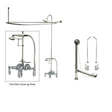 Choose a standard rectangle shower enclosure for ceiling mounting or a d shaped enclosure when your tub sits next to a wall; How To Install A Clawfoot Tub Shower Faucetlist Com