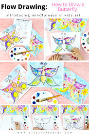 How to draw children for kids. Flow Drawing For Kids How To Draw A Butterfly Arty Crafty Kids