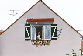 Trompe L Oeil Le Chien Et Les Pigeons Deco Mur Exterieur Jardin Deco Mur Exterieur Chien