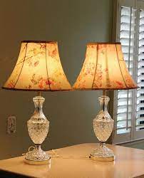 Pair Of Tall Glass Lamps Table
