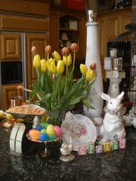 Easter Tablescape On Kitchen Island Fresh Tulips My Favorite Vintage Plate Says Give U Easter Table Settings Spring Easter Decor Easter Inspiration Decor