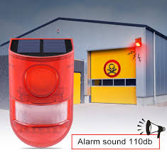 The sensor and alarm have a number of options, including the ability to delay the alarm for up to 30 seconds. Amazon Com Solar Sound Light Alarm Motion Sensor 110 Decibels Siren Sound Alert 6leds Flash Warning Strobe Security Alarm System For Farm Villa Camera Photo