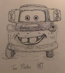 Tow Mater Cars Illustration Drawing Artwork Ink Pen Doodle Graphic Sketch Draw Contest Disney Pixar Drawing Artwork Drawings Pencil Drawings Of Animals