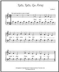 Rain Rain Go Away Free Sheet Music For Piano With Simple Left Hand Pattern Piano Sheet Music Easy Piano Sheet Music Sheet Music