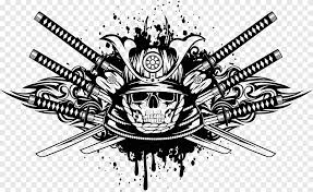 Logo, elemen logo tengkorak horor keren, template desain logo gratis, sayap, gelap png. Samurai Katana Graphy Skull Warrior Emblem Logo Png Pngegg