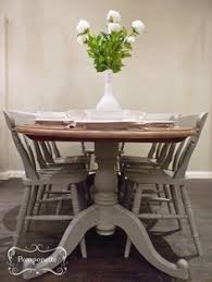 Dining table and six chairs. Oval Dining Table And Six Chairs Pedestal Detail Anniesloanhome Custom Mix To Create A Mushroom Shade With A Ovale Eettafels Oude Meubels Opknappen Meubels