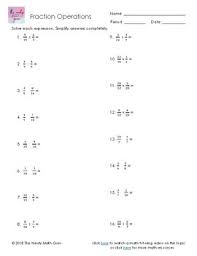 High quality, free fractions worksheets for kids. Fraction Operations Practice Worksheet W Answers By The Nerdy Math Guru