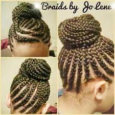 Cornrow Bun Style With Extensions Braided Hairstyles Updo Cornrows Braids Natural Hair Styles