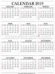 2019 Calendar Large Numbers Printable Calendar Large Printable Calendar Numbers Calendar Template
