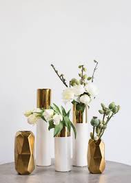 White Gold Cylinder Vase Modern Wedding Ideas Afloral Com White Vase Decor Vases Decor Gold Decor