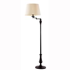 Get free shipping on qualified antique bronze floor lamps or buy online pick up in store today in the lighting department. Hampton Bay 59 In Oil Rubbed Bronze Swing Arm Cfl Floor Lamp With Cream Fabric Drum Shade 1000051635 The Home Depot