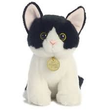 Realistic Stuffed Black And White Kitten 9 Inch Push Cat By Aurora At Stuffed Safari Cat Plush Tuxedo Kitten Stuffed Animal Cat