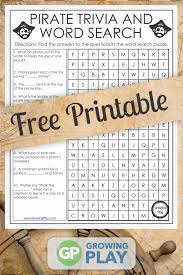 Here are one hundred quiz questions with the answers in italics beside them. Pirate Word Search And Pirate Trivia All In One Puzzle Growing Play Pirate Games For Kids Pirate Words Free Puzzles For Kids