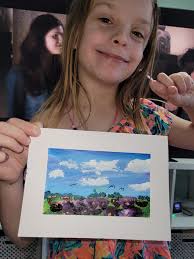 I posted a picture of my 6yr old granddaughter and one of her paintings.  This is her at the age of 2