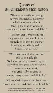 St Elizabeth Ann Seton Prayer Card Elizabeth Ann Seton Saint Quotes Catholic Quotes