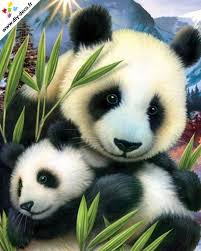 Maman Et Bebe Panda Peinture Diamant 5d Broderie Strass Bebe Panda Dessin Animaux Mignons Animaux