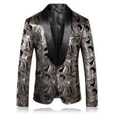 Teresacollections Silver Printed Blazer Casual Men S Tuxedo Jacket