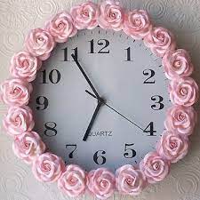 Pink Rose Clock For The Baby Easy To Make With Hotglue Craft I Rose Clock Pink Clocks Flower Clock