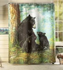 Black Bear Shower Curtain Hooks Northwoods Bathroom Bear Shower Curtain Bear Bathroom Decor Bear Decor Black Bear