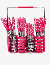 Cocok untuk ruang makan anda dengan desain yang elegan dan manis. Peralatan Makan Set Sendok Garpu Pisau Stainless Steel Motif Polkadot 24 Pcs Pink Lazada Indonesia