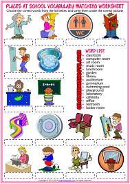 Places At School Vocabulary Esl Matching Exercise Worksheet School Worksheets English Teaching Materials Vocabulary Worksheets