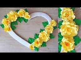 Paper Rose Wall Hanging Ideias Faceis Da Decoracao Da Parede Oficio De Papel 608 Youtube Paper Roses Paper Crafts Diy Paper Crafts