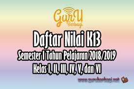 Daftar nilai pjok k13 sd semester 2. Daftar Nilai Semester I Tahun Pelajaran 2018 2019 Guru Berbagi