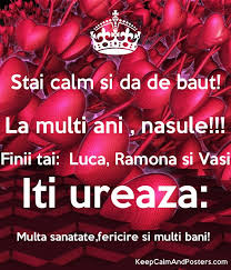 We did not find results for: Stai Calm Si Da De Baut La Multi Ani Nasule Finii Tai Luca Ramona Si Vasi Iti Ureaza Multa Sanatate Fericire Si Multi Bani Keep Calm And Posters Generator Maker For