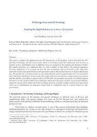 Pdf Eu Design Law And 3d Printing Finding The Right Balance In A New E Ecosystem