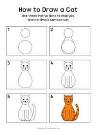 How To Draw A Cat Instruction Sheet Animal Drawings Simple Cat Drawing Cat Drawing