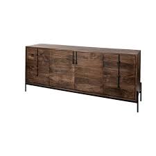 Mercana Glenn VI Brown Solid Wood Frame with Black Metal Accent 6-Drawer  2-Cabinet Sideboard 69020